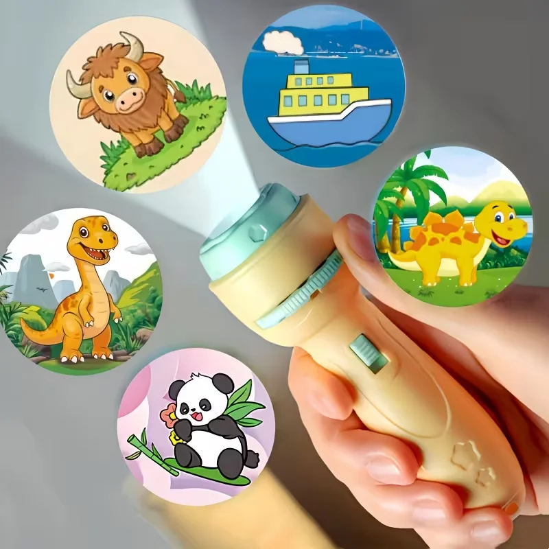 Projection Flashlight, Early Education Puzzle Development Toy, Children Enlightenment Luminous Toy, Cartoon Patterns Projector