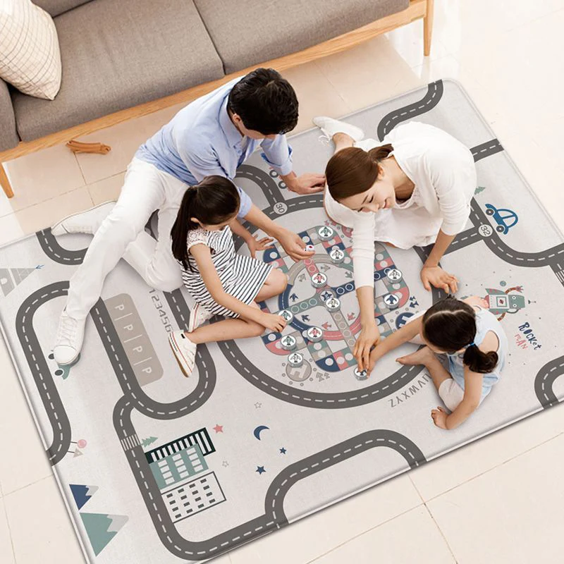 Foldable Baby Game Mat Crawling Carpet Puzzle Mat Cartoon Children\'S Activity Rugby Folding Carpet Floor Toy Home Decoration