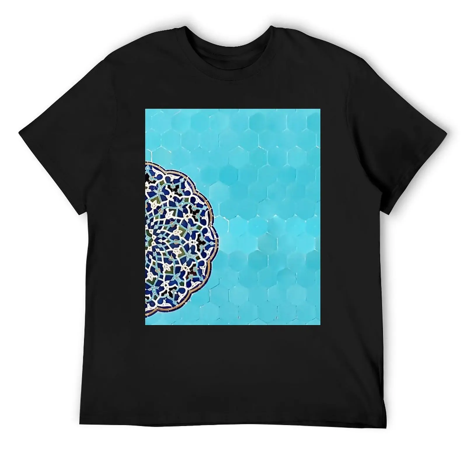 Persian turquoise tile pattern T-Shirt korean fashion vintage t shirts mens champion t shirts