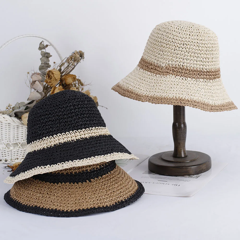 2023 Sunscreen cap patchwork straw hat bucket hat Fishing hat Hiking hat Caps hats for women women's hats for the sun summer hat