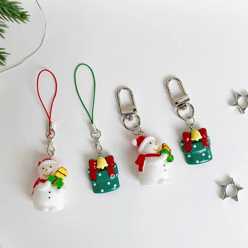 Christmas Snowman Mobile Charm Phone Chain Pendant Handmade Keychain Accessories For Holiday Parties