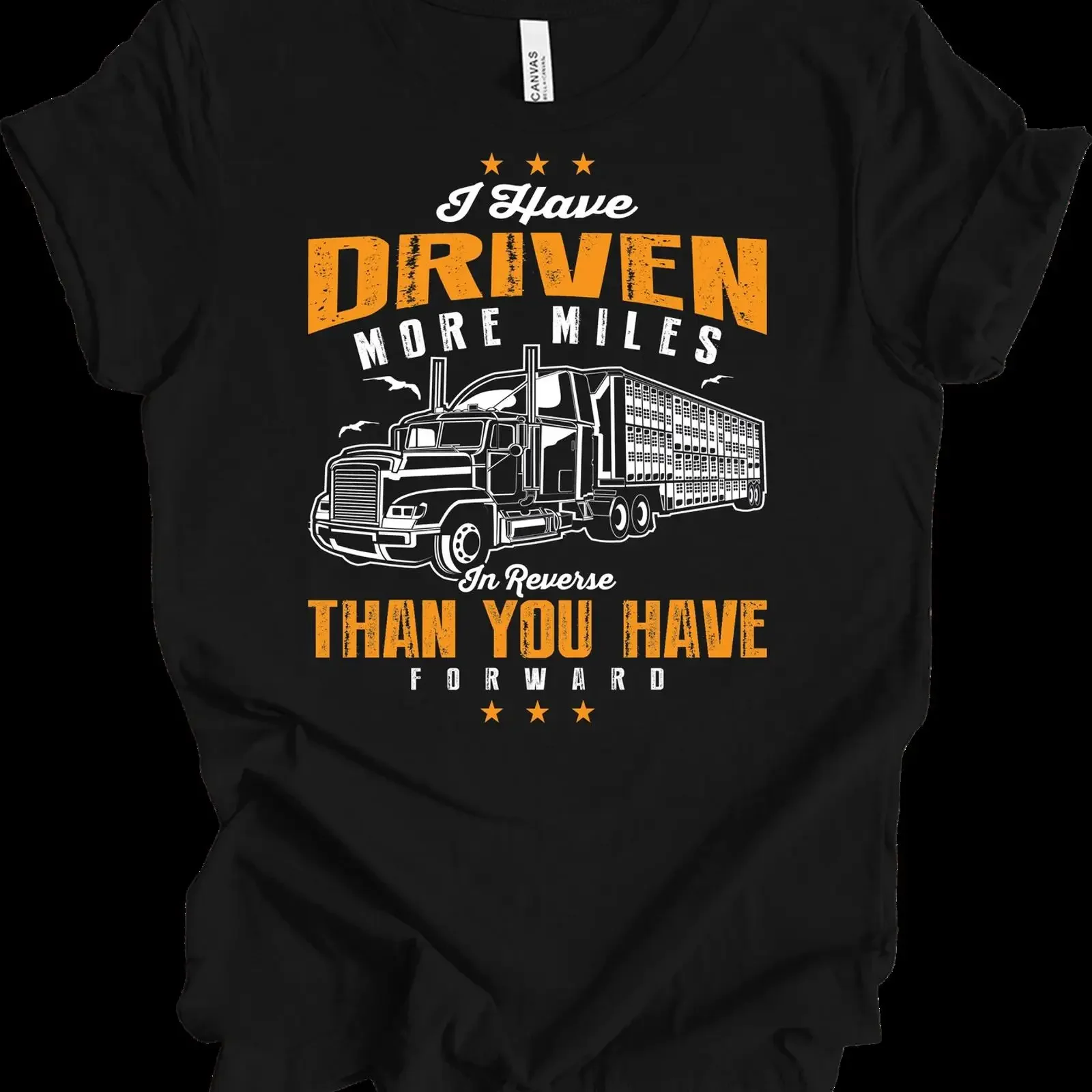 Truck Driver T Shirt Driven More Miles in Reverse vintage Washed designer clothes Versatile Soft fashion Unisex