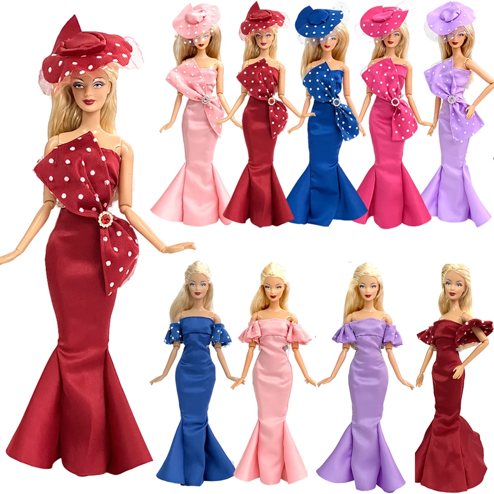 NK  Mix Style 1 Pcs Party Dress For Barbie Doll Princess Wedding Dress Puff Sleeve Skirt For 1/6  Doll Toys Accessories JJ