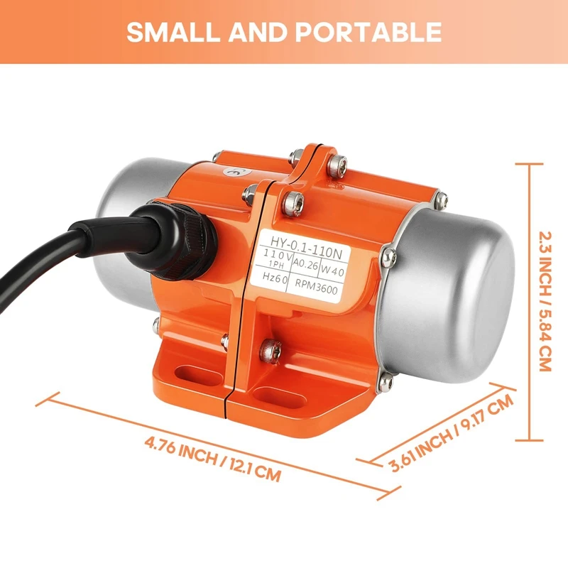 AT14 Concrete Vibrator Vibration Motor Single Phase AC 110V 3600RPM,Aluminum Alloy Case Electric For Shaker Table