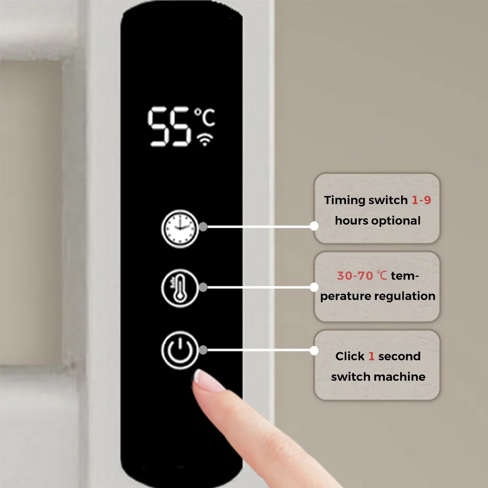 Toallero eléctrico con calefacción para baño, color negro mate, con pantalla Digital, toalla seca termostática táctil, calentador de acero inoxidable 304