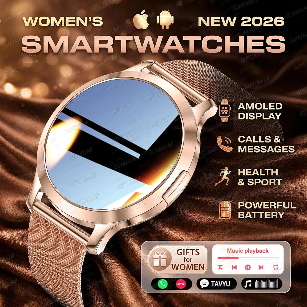 New Ultra-thin Smart Watch For Women AMOLED Display Answer Make Call Message Health Sport Watch Ladies' Gift Music Digital Clock