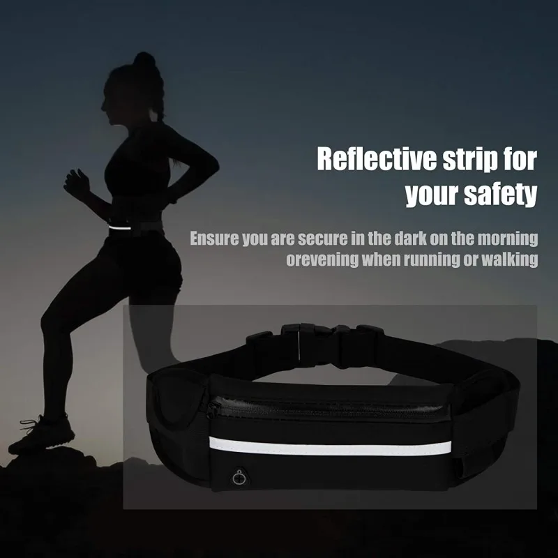 Running Belt Waist Bag Sport Fanny Pack Reflective Runner Belt Jogging Pocket Belt for Outdoor Hiking Cycling Workout Travelling