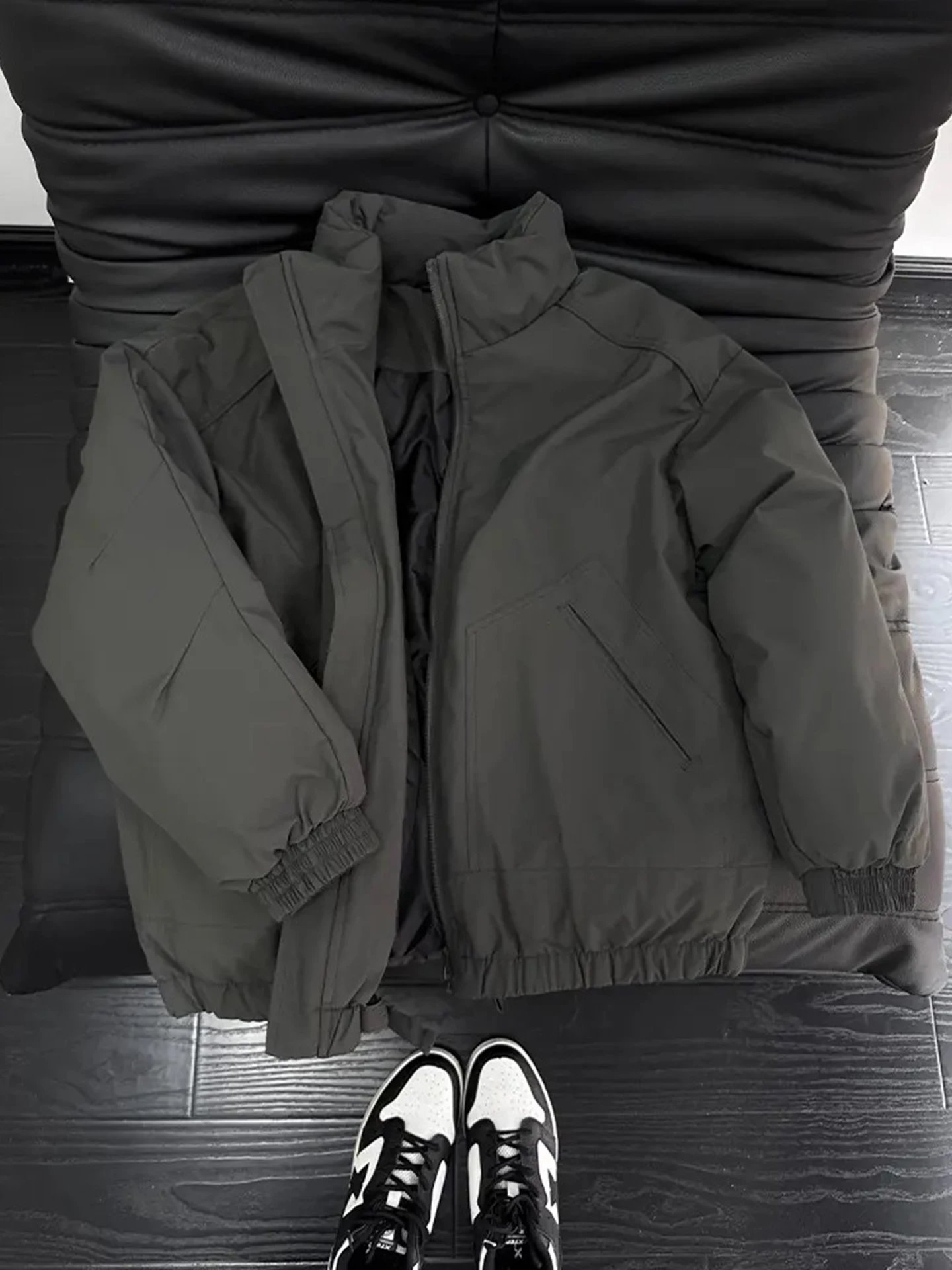 

Deep ey Bomber Sle down Jaet Men's ort Coat American Sle Stand Collar Workwear Outerwear Cleanfit Cotton Coat