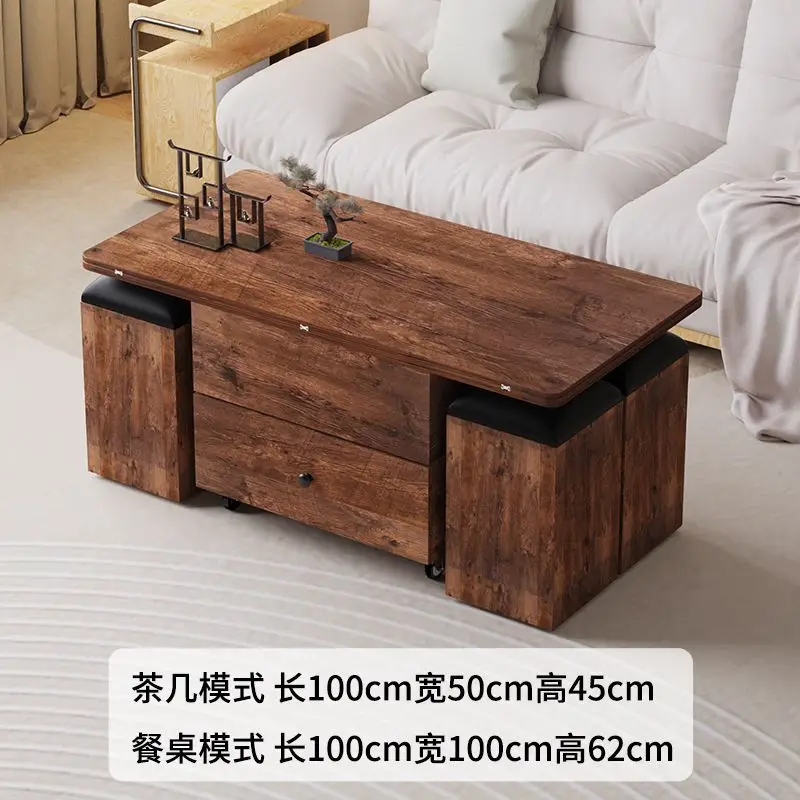Multifunctional lifting coffee table dining table dual-purpose integrated living room simple home