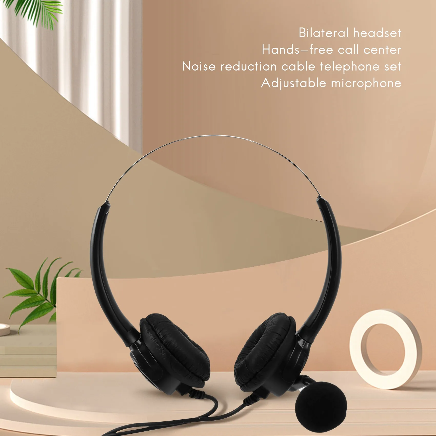 Y22A VH500D RJ9 Bilateral Headphone Hands-Free Call Center Noise Cancelling Corded with Adjustable Mic for Telephone Set