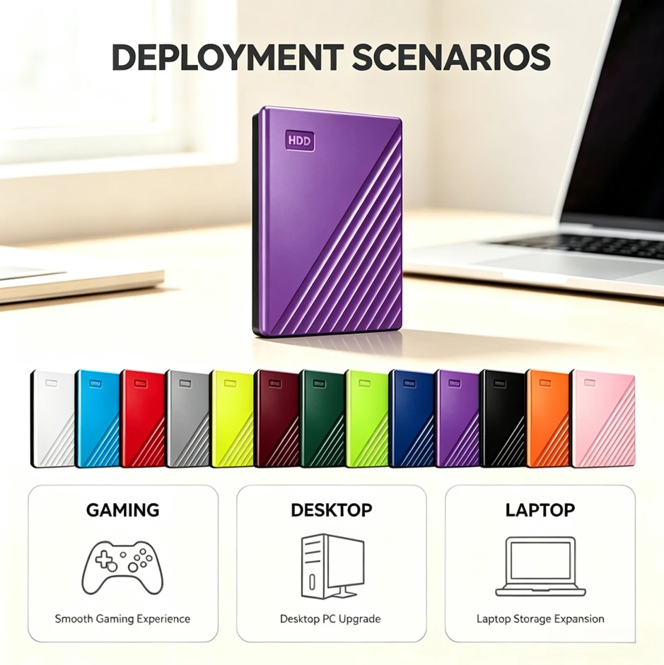 Original NEW Gray/Purple/Lime Green Portable External Hard Drive USB 3.0 Encrypted Storage Disk 1TB 2TB High Speed for PC Laptop