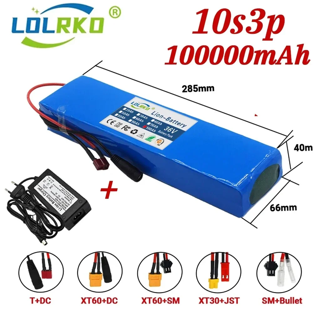 

2024 New 36V 10S3P 100Ah 18650 Battery Pack 500W 36v Lithium Battery Rechargeable Li-ion Battery