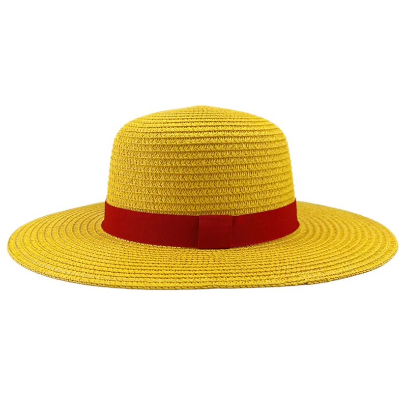 Brdwn Luffy unisexe plat chapeau de paille cou chaîne Cosplay japonais dessin animé accessoires chapeau