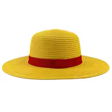 Brdwn Luffy Unisex Flat Straw Hat Neck String Cosplay Japanese Cartoon Props Hat