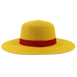 Brdwn Unisex Flat Straw Hat Neck String Cosplay Japanese Cartoon Props Hat