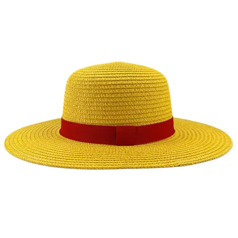 Brdwn Luffy Unisex Flat Straw Hat Neck String Cosplay Japanese Cartoon Props Hat