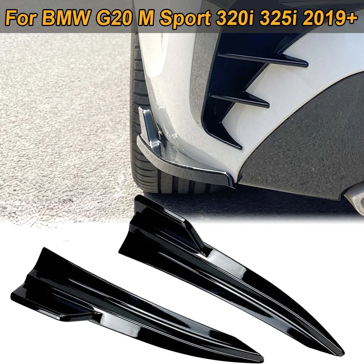 

For BMW G20 3 Series 320i 325i 330i M Sport 2019 2020 Rear Bumper Splitter Canards Side Diffuser Cover Sticker Car Accessories