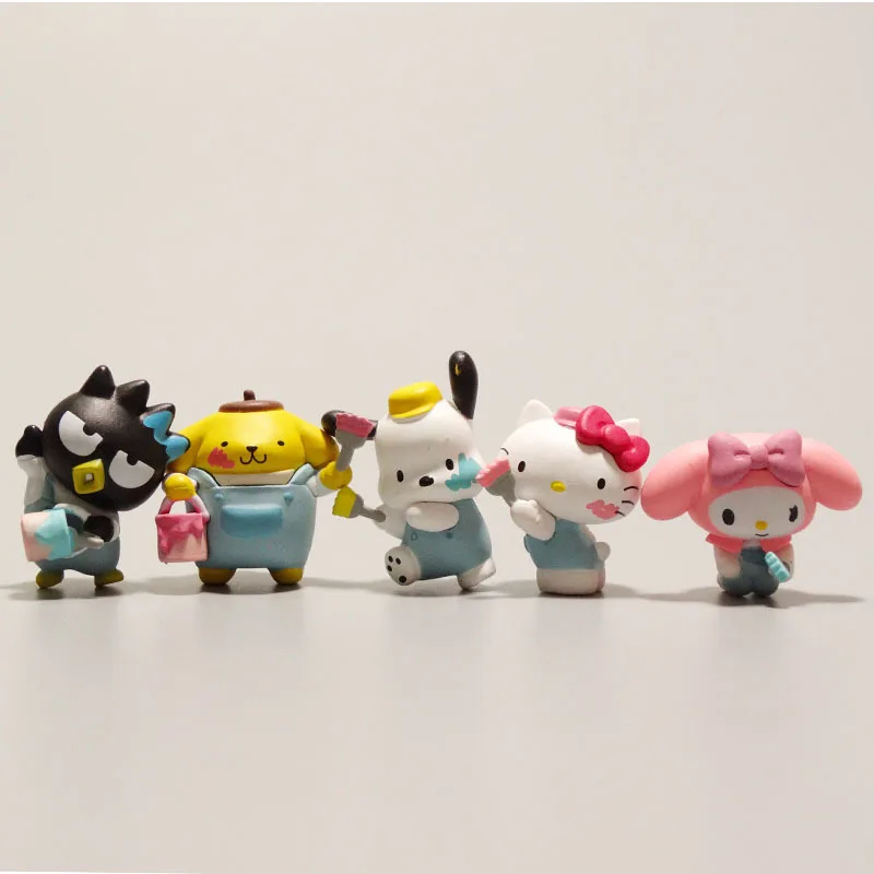 5pcs Kawaii Hello Kitty Badtz-Maru desktop ornament toys.Cute dolls PVC material is not easy to oxidize and discolor.small gift