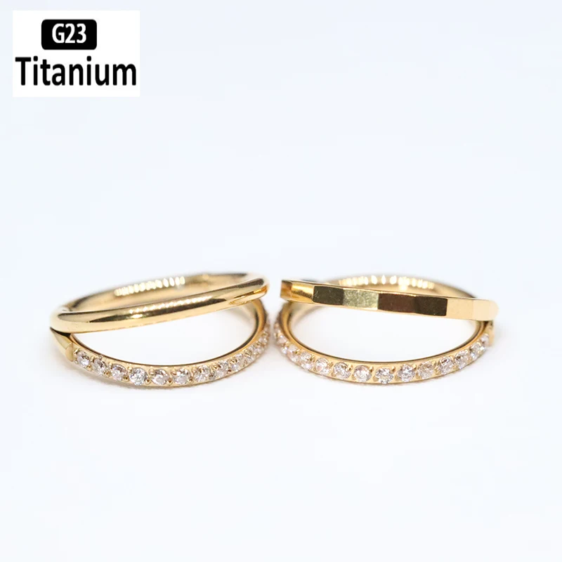 

ASTM F136 Titanium Earrings Nose Rings Metal Studs Cubic Zircon Clicker Septum Tragus Cartilage Helix Daith Ear Piercing Jewelry