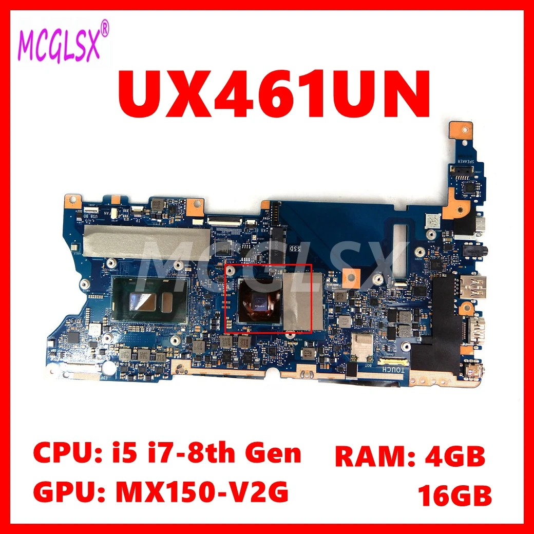 

UX461UN Mainboard For Asus Zenbook UX461U UX461UA UX461UN Laptop Motherboard With i5 i7-8th Gen CPU 4GB/8GB-RAM MX150-V2G GPU