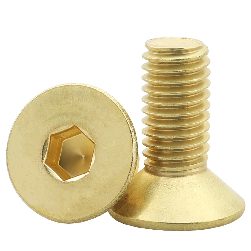 Brass Flat DIN7991 Screw M2 M2.5 M3 M4 M5 M6 M8 M10 Pure Brass Hexagon Hex Allen Socket Countersunk Head Screws Bolts