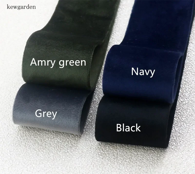 Kewgarden Velvet Fabric Layering Cloth Ribbons 50mm 25mm 10mm Handmade Tape DIY Bowknot Satin Ribbon Riband 11 Yards