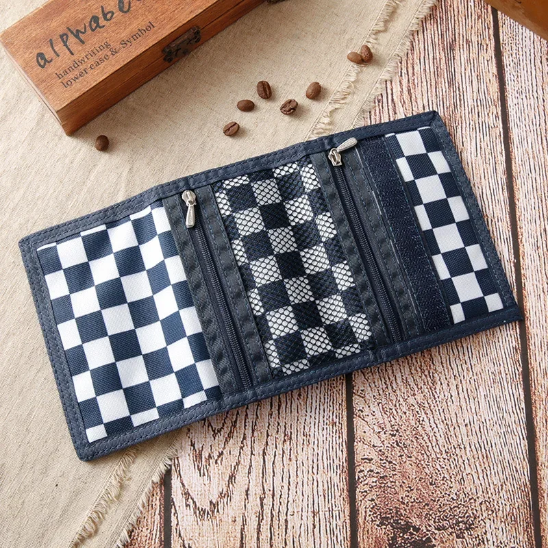 Fashion Male Purses Canvas Wallet ID Cards Holder Mens Short Wallets Fold Money Bags Zipper Change Coin Purse Pocket Notecase