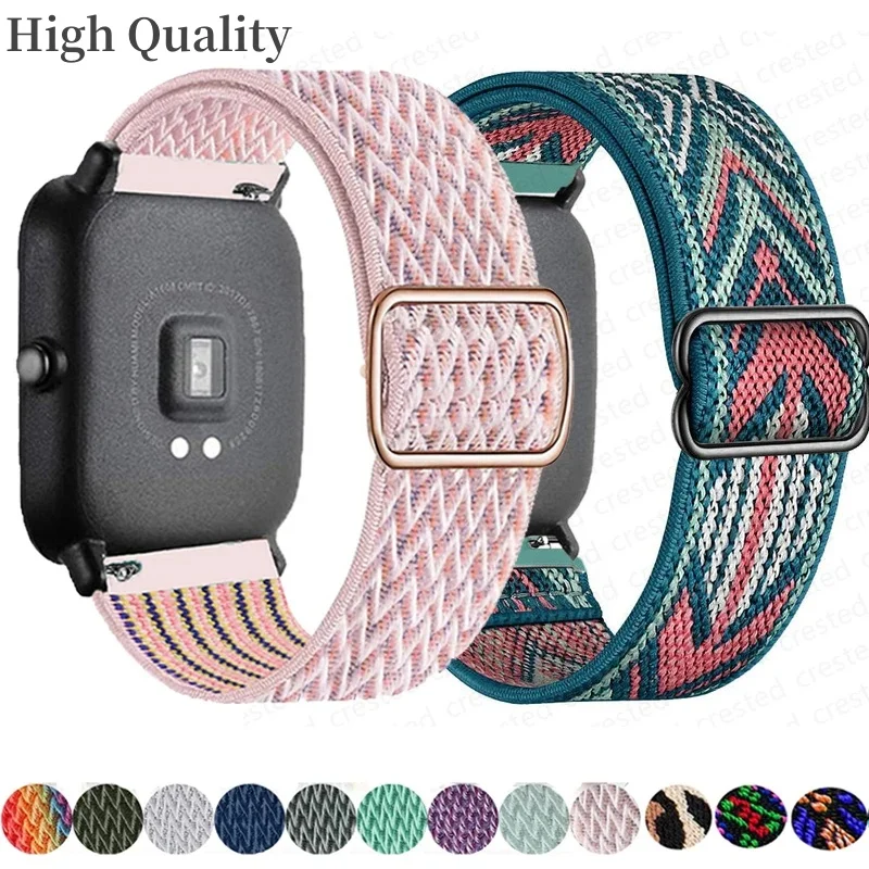 20mm/22mm band For Amazfit GTS 4/2/2e/3/GTS2 Mini/GTR/4/3/Pro/GTR2/42mm/stratos Nylon Elastic Watch Bracelet Amazfit bip strap