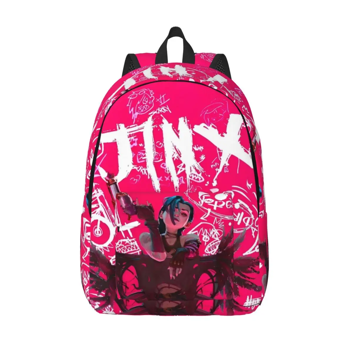 Jinx - Arcane Backpack for Men Women Fashion High School Hiking Travel Daypack Fantasy Animation College Canvas Bags Gift