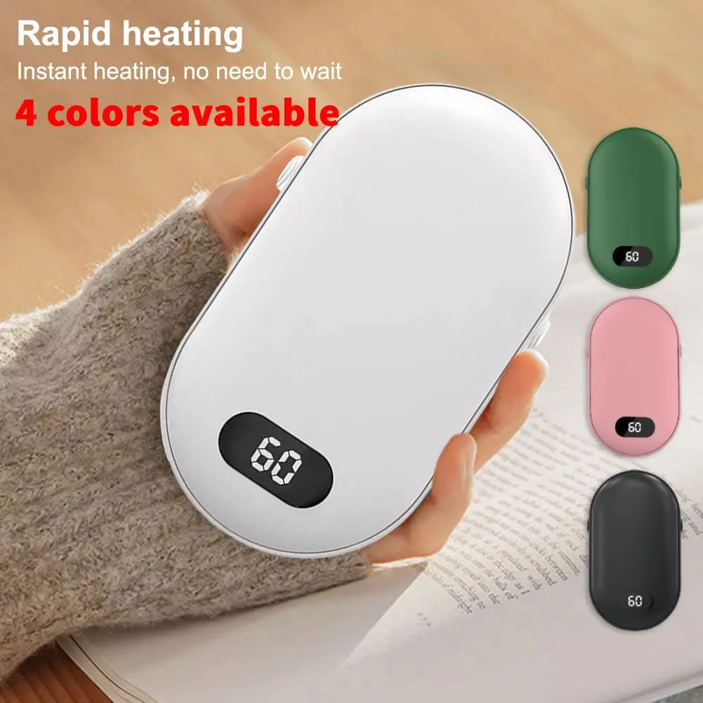 2 in 1 Pocket Hand Warmer Rechargeable Temperature Display&Adjustable Power Bank Electric Hand Heater Handwarmer Christmas Gift