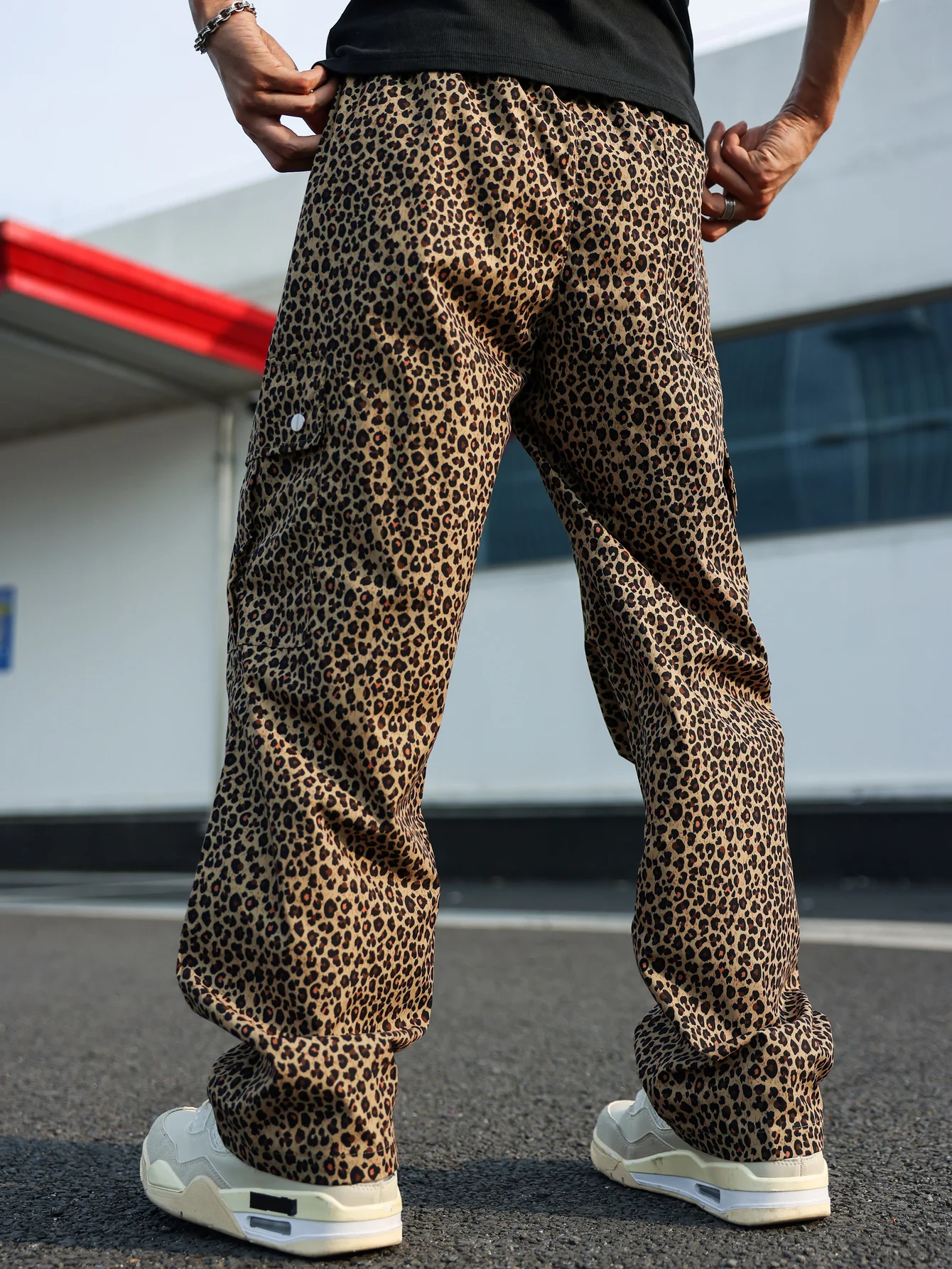 2025 Spring and Autumn American Trendy Fashion Leopard Pattern Spot Casual Work Pants Loose Drop Pants