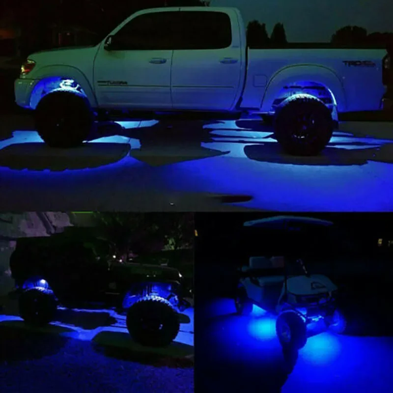 4x Blue 12V LED Rock Lights For Truck Jeep SUV Pick Up  ATV Under-Carriage Light Ram 1500 2500 3500 GMC Tacoma Ford 150 Ranger