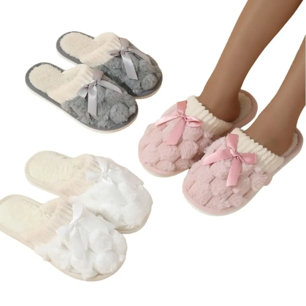 الراحة أفخم الدافئة نِعال من الفراء المضادة للانزلاق كعب مسطح الشتاء نعال تدفئة غرفة نوم طالب رقيق القوس النعال زوجين #6