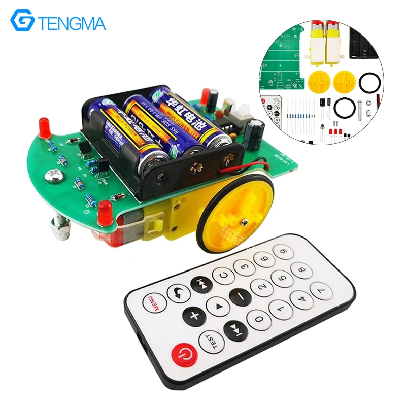 D2-4 Infrared Remote Control Car Kit Intelligent Electronic Production Welding Practice Assembly DIY Parts