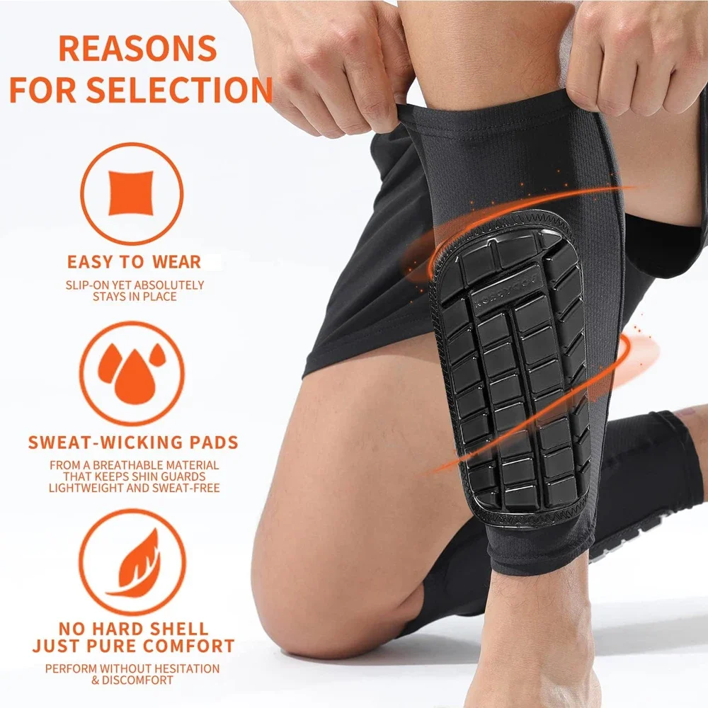 1Pair Football Shin Guards with Sleeves, High Impact Resistant Soccer Leg Guards, Protective Gear for Men Women Adults Sports
