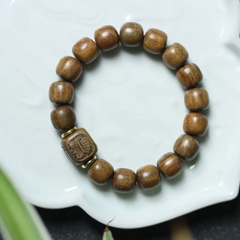 Purple Ebony Carving Beads DIY Lotus House Buddha Beads Bracelet Men's and Women's HandString Rosary Beads Ins First Decorations