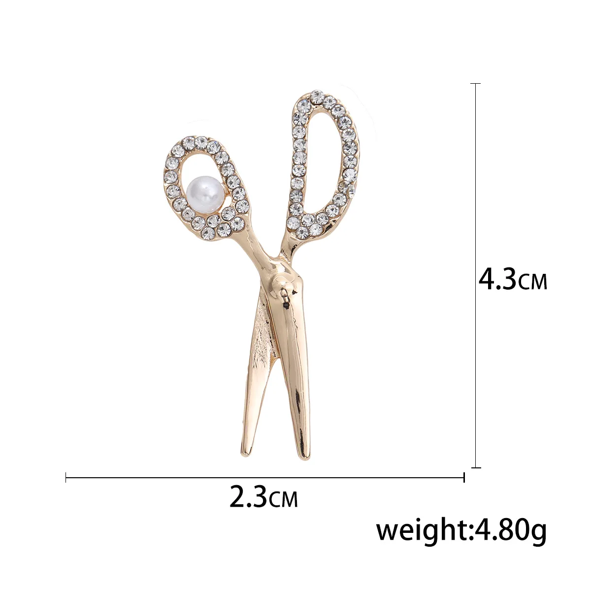 Dmari Women Brooch 2-Color Enamel Brooch Pin Luxury Scissors Lapel Pin Pearled Rhinestone Jewelry Accessories