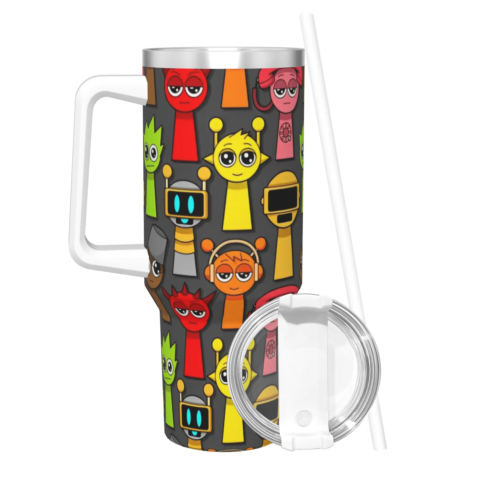 40OZ Stainless Steel Tumbler Cartoon Sprunki Game Thermal Mug  Heat Preservation Cold Drink Car Mugs Travel Water Bottle