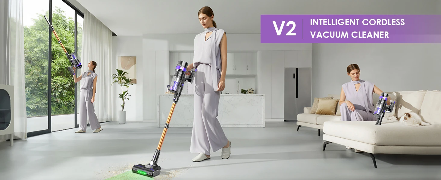 Vortisys V2 Akku-Staubsauger, 500W bürstenloser Motor, 36 V/2200 mAh Akku, geeignet für Boden, Teppich, Sofa, Matratze – Detail 1