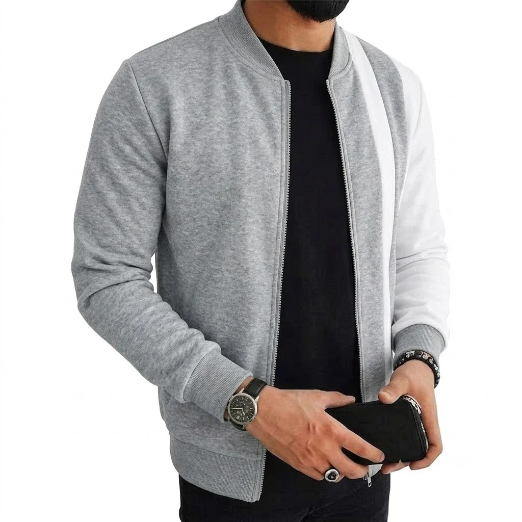 Neue Herren Colorblock Bomberjacke Langarm Vollreißverschluss Sweatshirts Lässige Sportliche Leichte Oberbekleidung Mantel Streetwear Oberteile – Detail 8