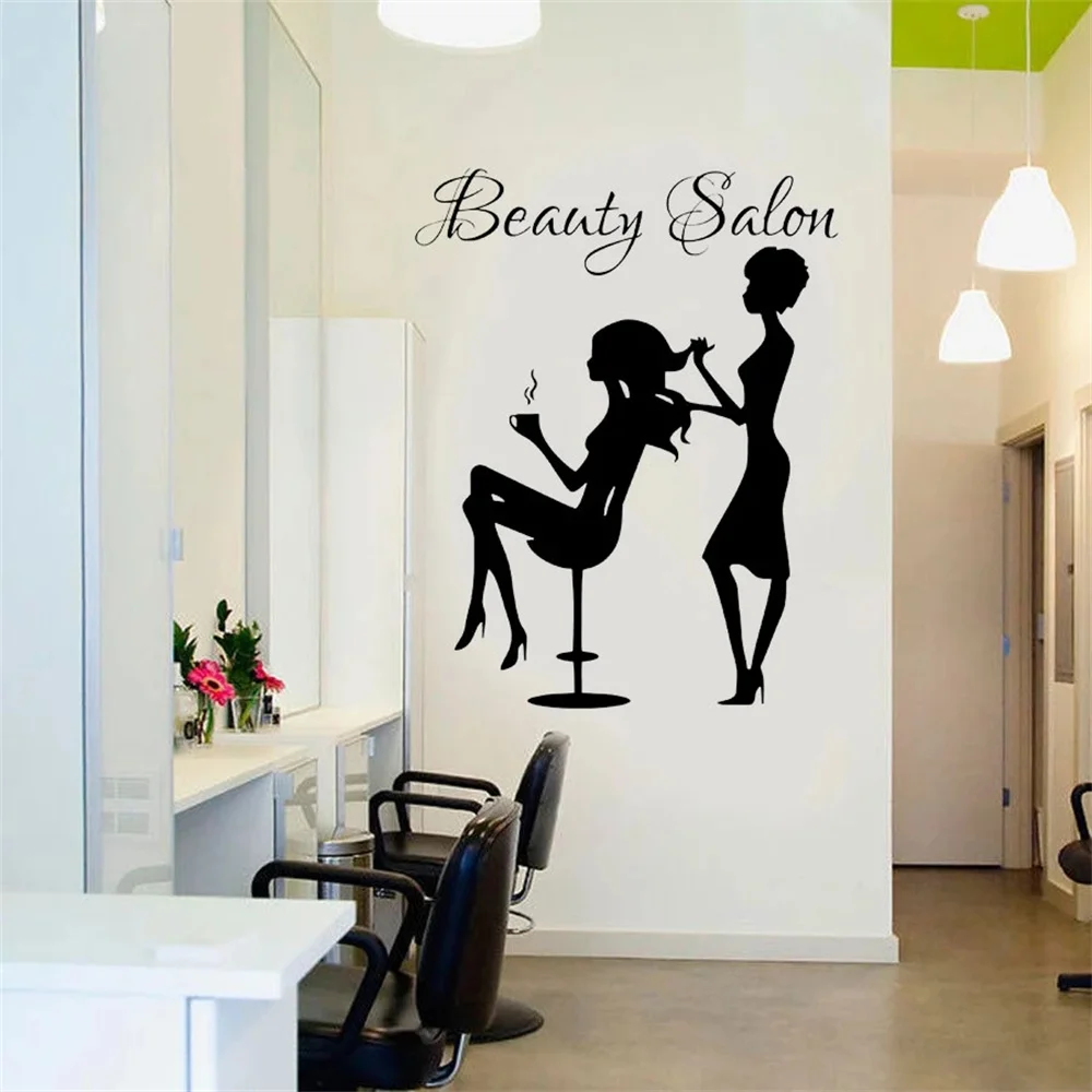 T177# Spa Beauty Salon Makeup Artist Wall Sticker Cosmetics Lipstick Makeup Shop Window Decals Hair Art Decoration Mural