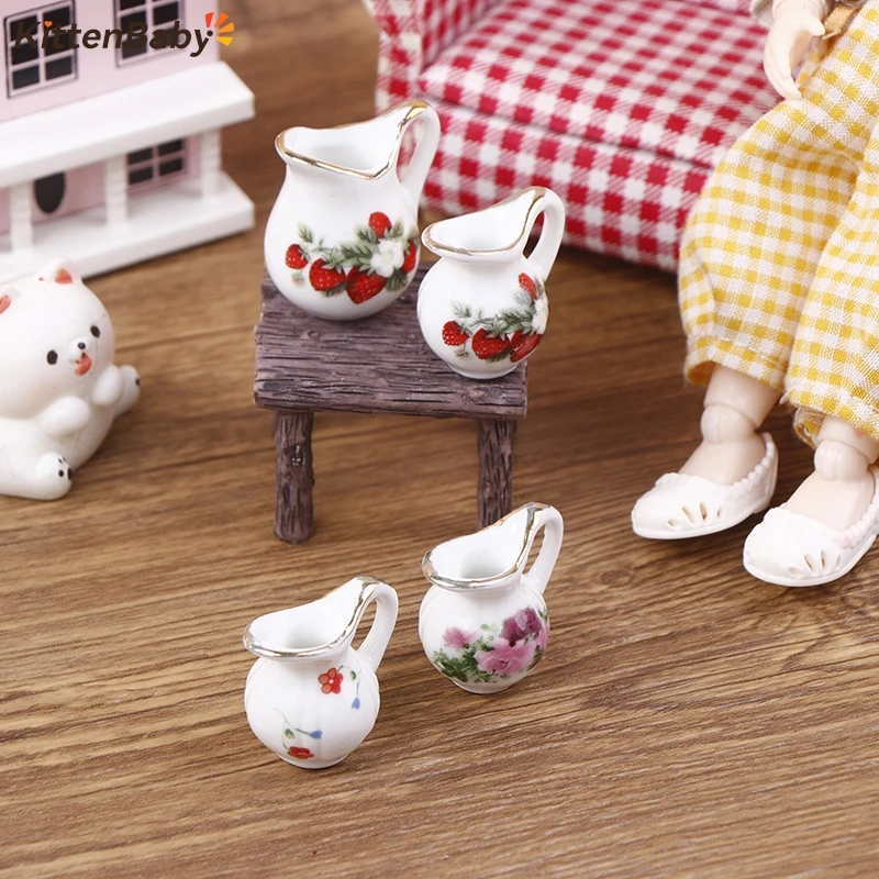 1PCS 1:12 Dollhouse Miniature Ceramic Porcelain Vase Accessories Doll House Living Room Desktop Decoration Accessories Toy