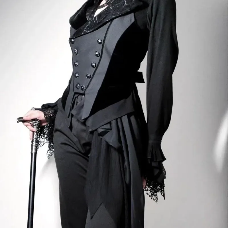 Camisa negra Vintage japonesa con cuello en V para Mujer, Blusas góticas subcultura Y2k, Blusas combinables de Lolita, Tops negros Punk estilo Mujer