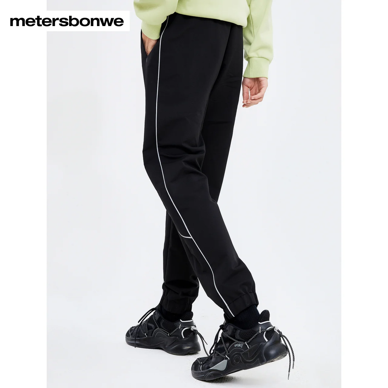 Metersbonwe-Heren Geweven Broek Dikke High Street Losse Elastische Taille Joggingbroek Training Jogging Winter