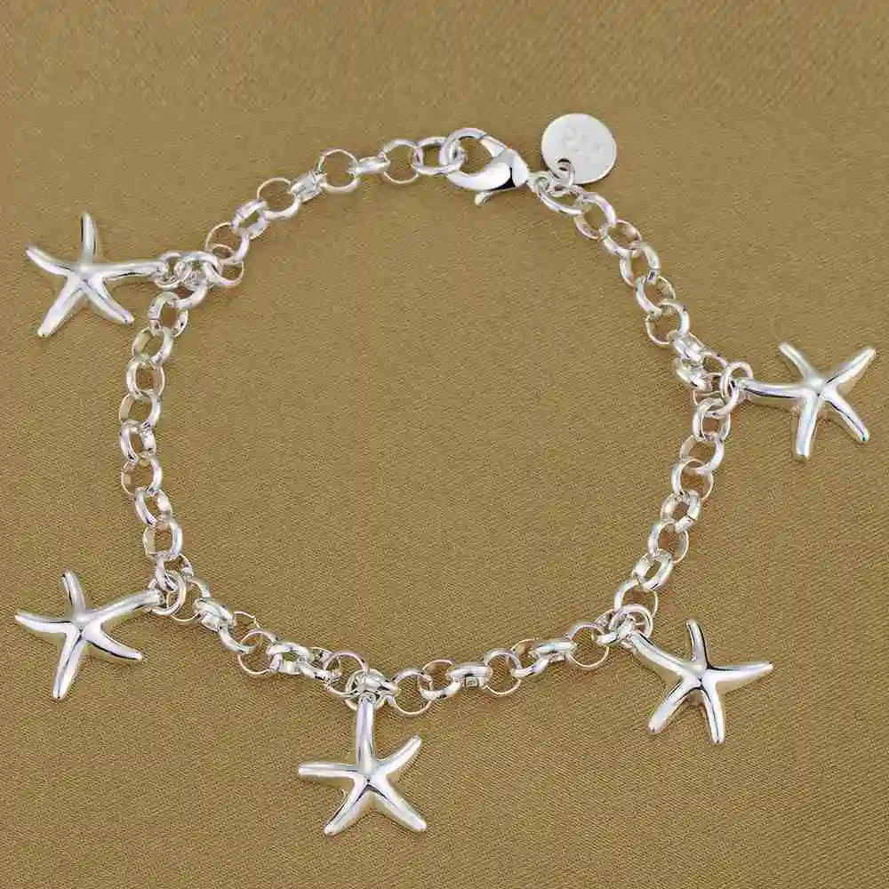 Neue Armbänder aus 925er-Sterlingsilber, Seestern, für Damen und Herren, Hochzeit, Schmuck, Verlobungsanhänger, einfache Party, modisches Geschenk