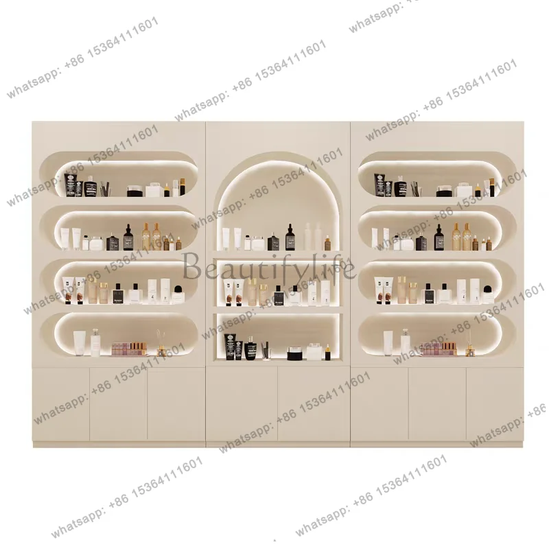 French Minimalist Beauty Salon Display Cabinet Nordic Designer Cosmetic and Skin Care Products Display Cabinets Furniture FYMC