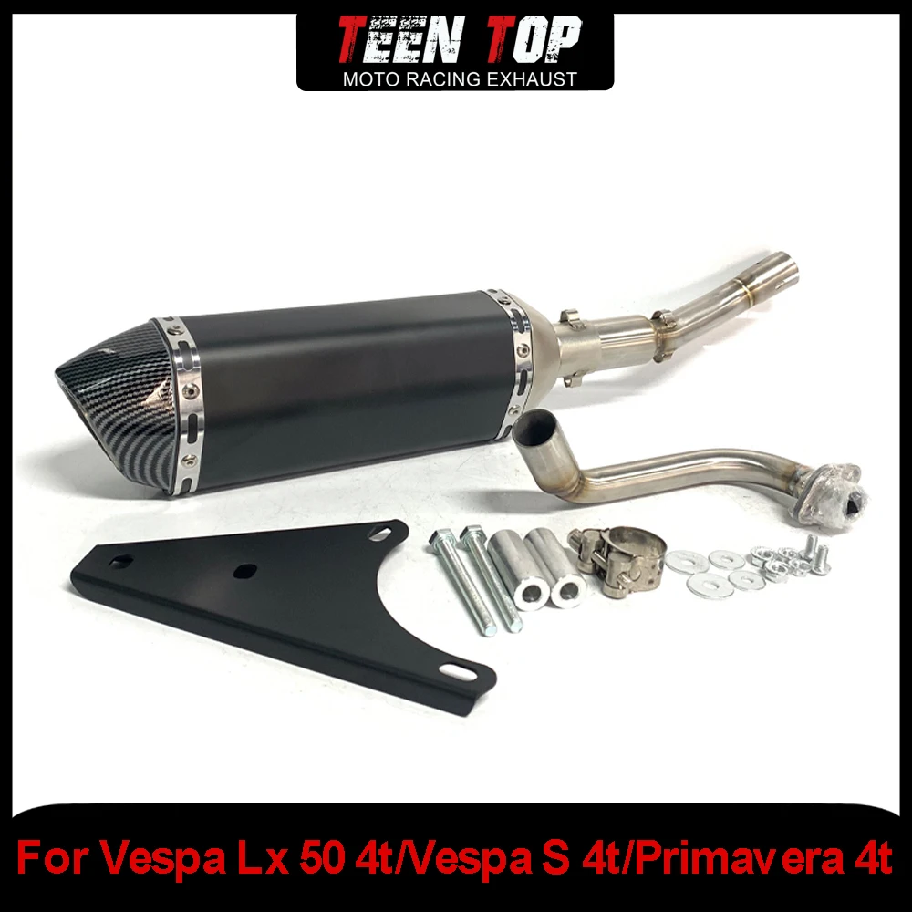 

Полная выхлопная система мотоцикла для Vespa Lx 50 4t Primavera Sprint Piaggio 2000, глушитель передней трубы для Vespa S 4t Slip On 50CC