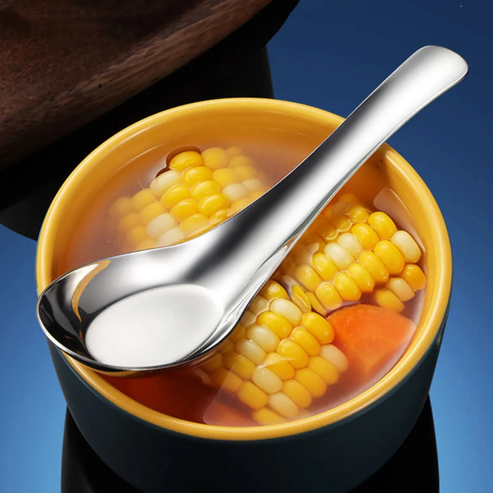 

6pcs Steel Spoons Large Size 304 Grade for Metal Serving Spoon Cooking Spoon Soup Serving Kitchen Use