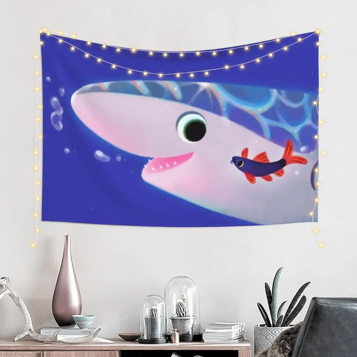 Rainbow shark meets blue shark Tapestry Wall Decor Hanging Decor For Bedroom Tapestry