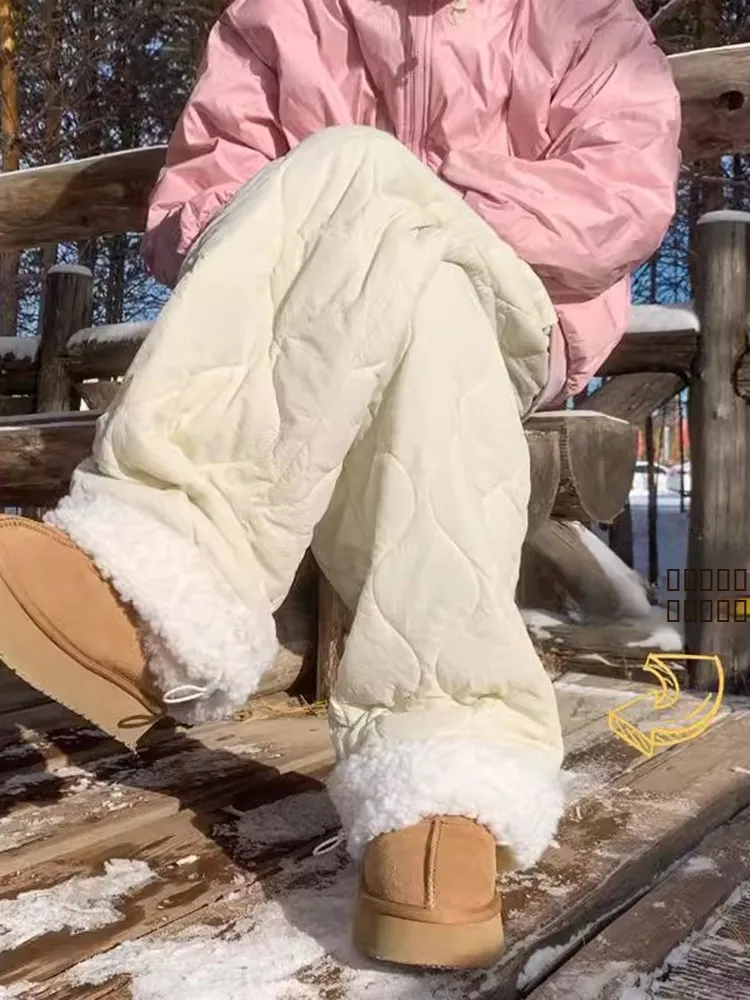 

Thiened Winter Cotton Pants for Men And Women Warm Fce Lined Casual Long Trousers Windproof And Warm for Skiing at Negat...